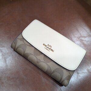 COACH Wallet Brown Off White PVC Leather